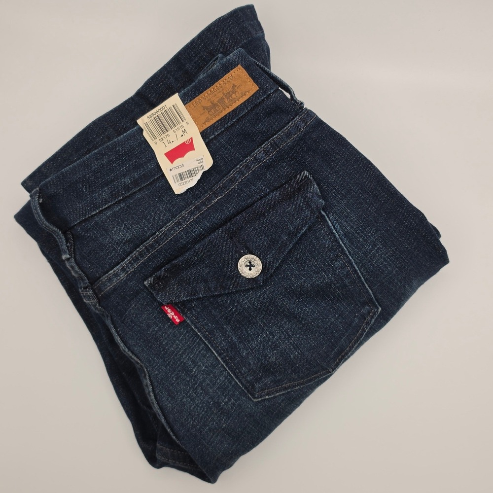 Levi's 519 Flap Pocket Jeans Women 14 M Dark Blue NWT Flare Bootcut Stretch